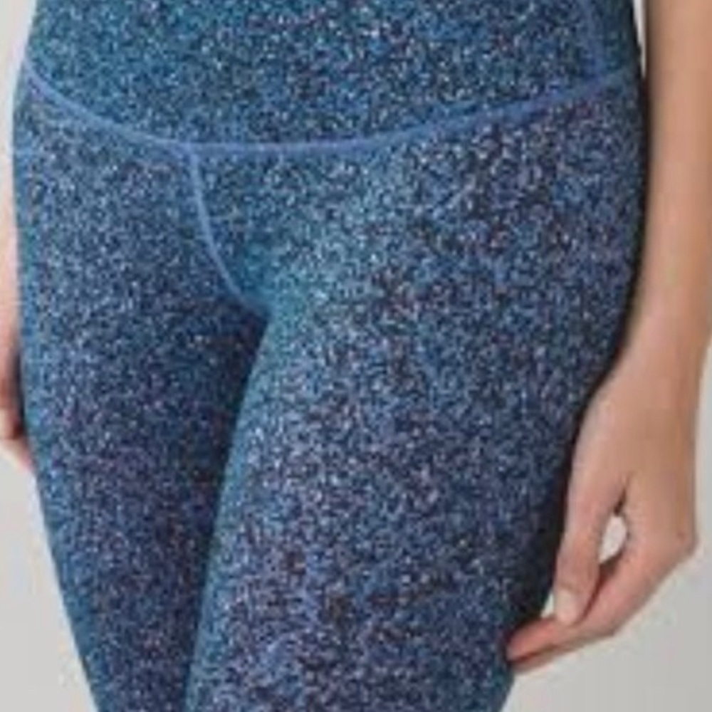 Lululemon Wunder Under Leggings Flashback Static Powder Pink Kayak Blue Size 6